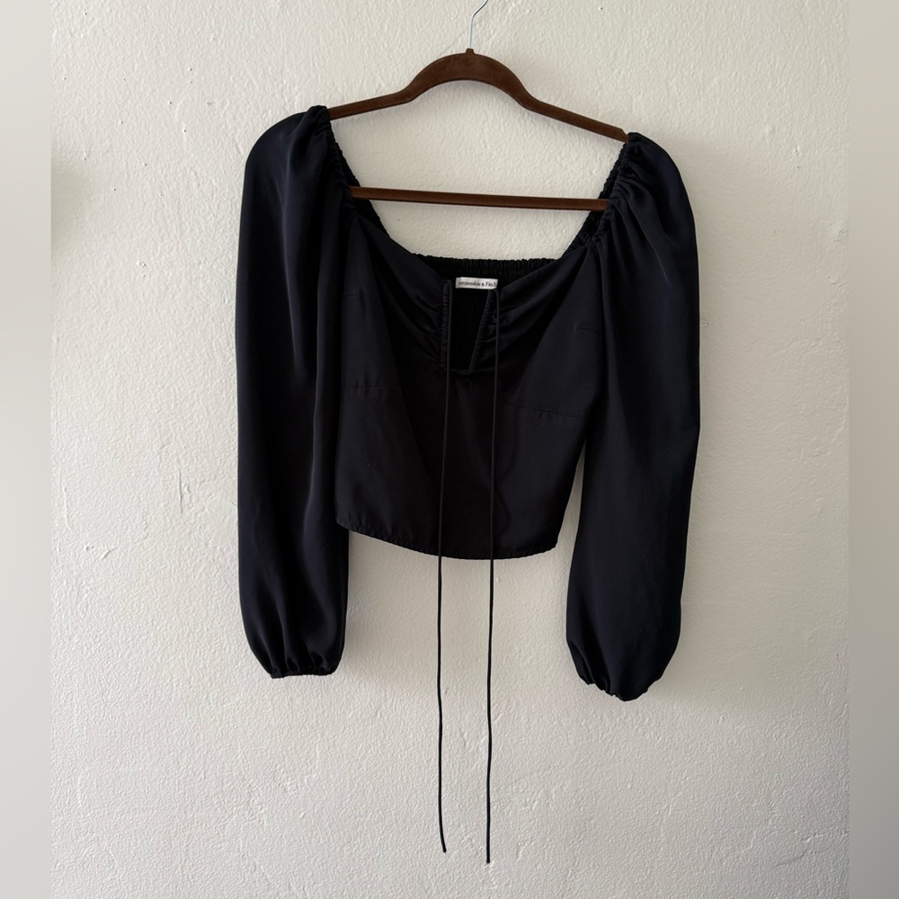 Abercrombie & Fitch Black Puff Sleeve Blouse